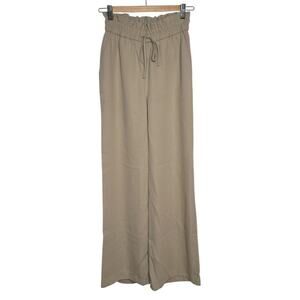 EXPRESS I Beige Tan Wide Leg Super High Drawstring Lightweight Waist Pants I XS